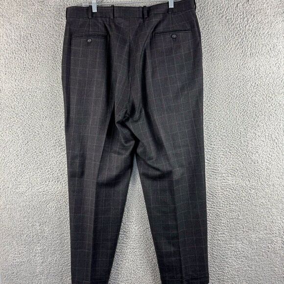 T Harris Wool Dress Pants Mens 36 Gray Plaid Business Casual Office Wedding - Picture 5 of 16